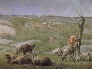 The field with house Jean Francois Millet